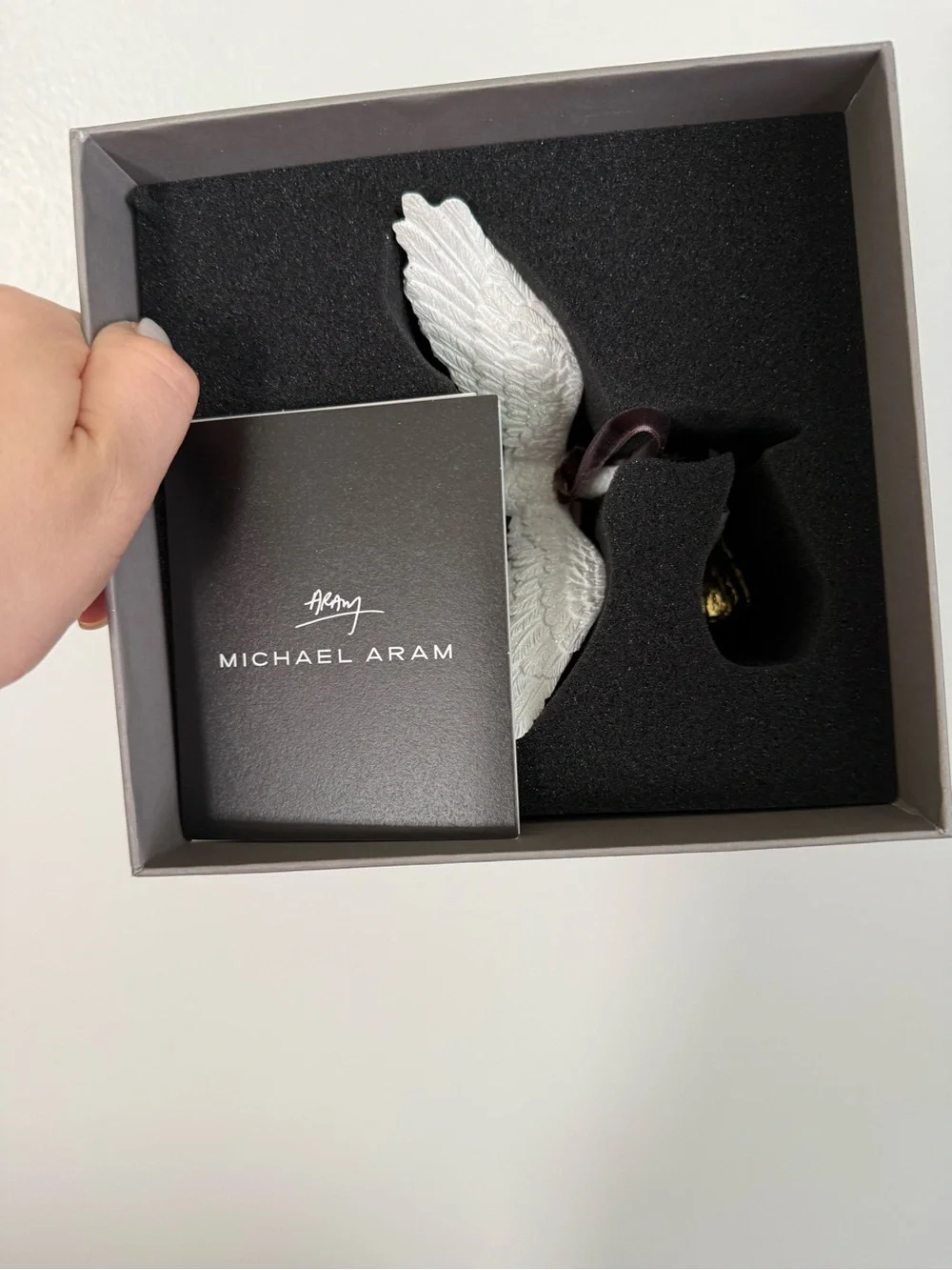 Michael Aram Stork Ornament in White and Gold